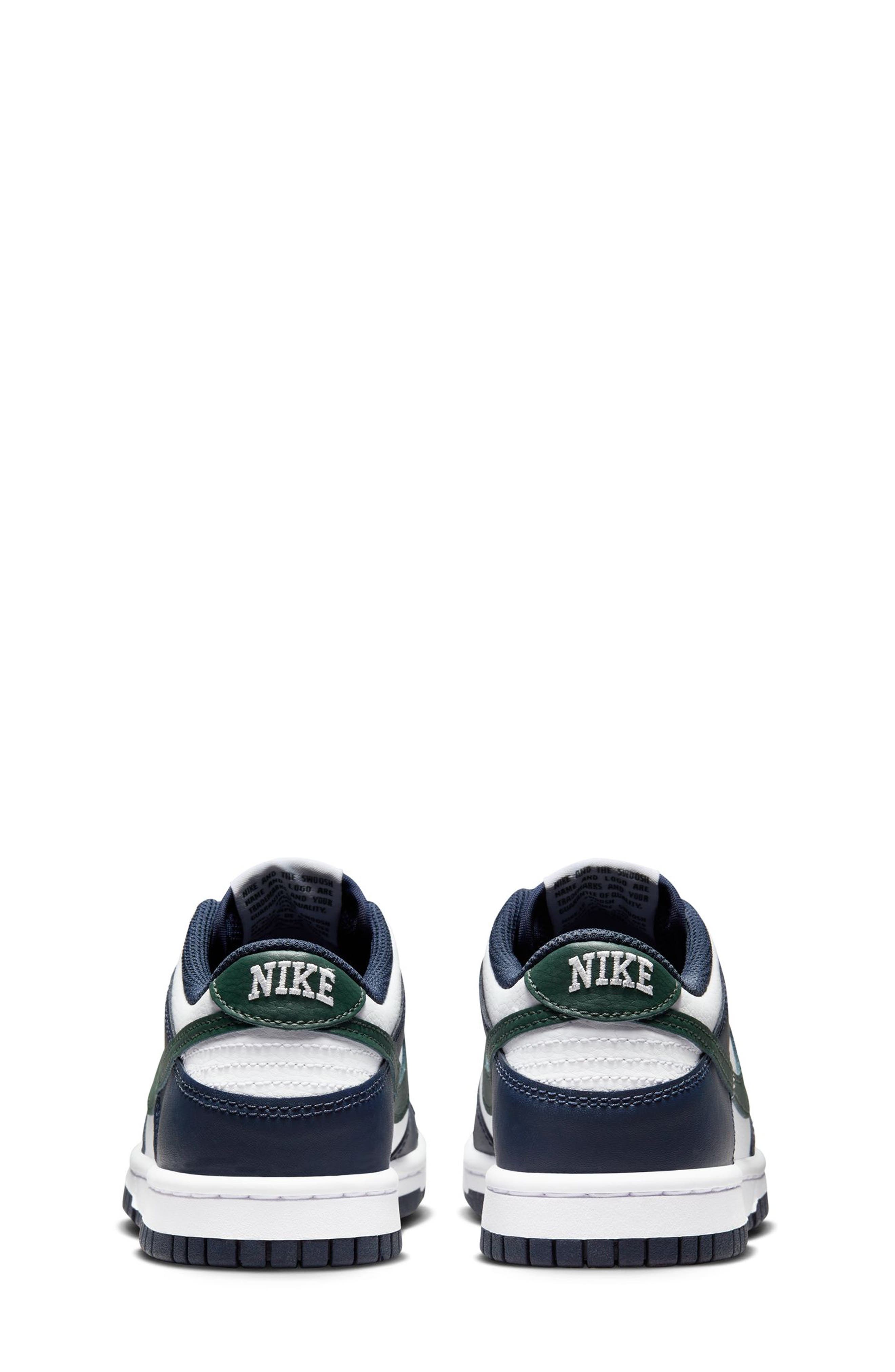 Nike Kids' Dunk Low Sneaker, Alternate, color, Obsidian/ Vintage Green
