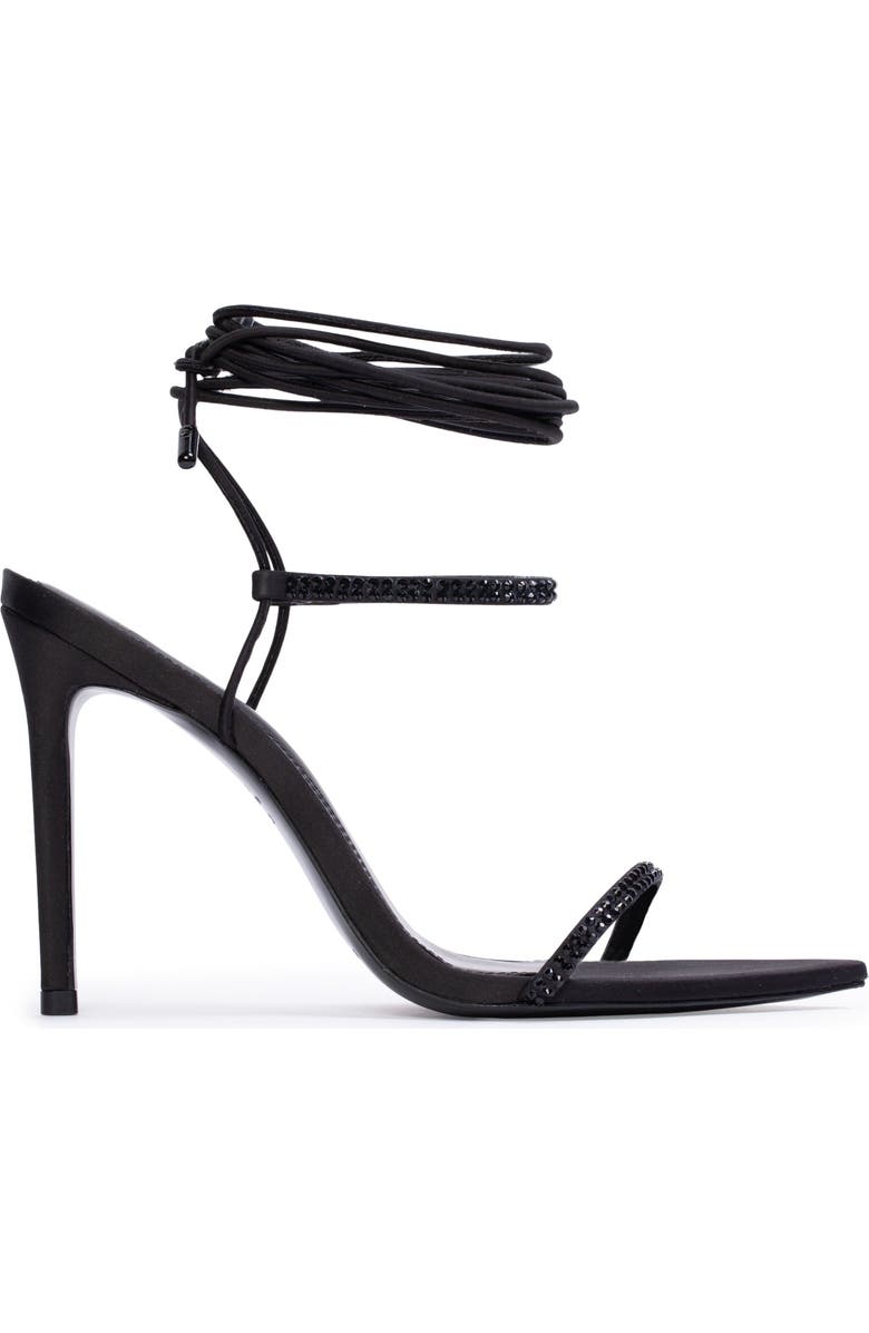 BLACK SUEDE STUDIO Lauren100 Strappy Sandal, Main, color, Black Satin Embellished