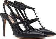 Valentino Garavani Rockstud Patent T-Strap Pointed Toe Pump