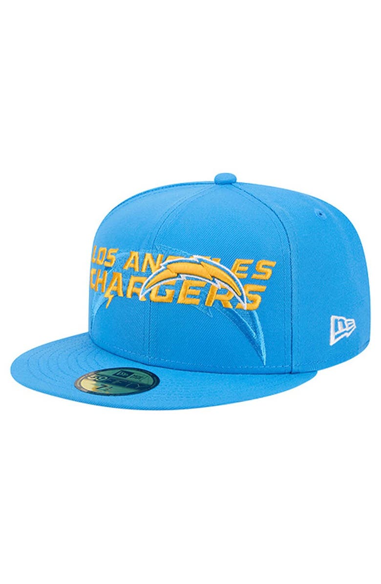 New Era Men
s New Era  Powder Blue Los Angeles Chargers Overlap Wordmark 59FIFTY Fitted Hat, Main, color, Powder Blue
