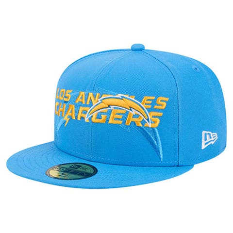 Men
s New Era  Powder Blue Los Angeles Chargers Overlap Wordmark 59FIFTY Fitted Hat