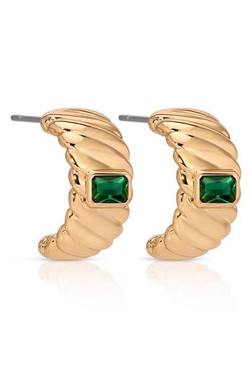 Ettika Baguette Crystal Hoop Earrings In Gold