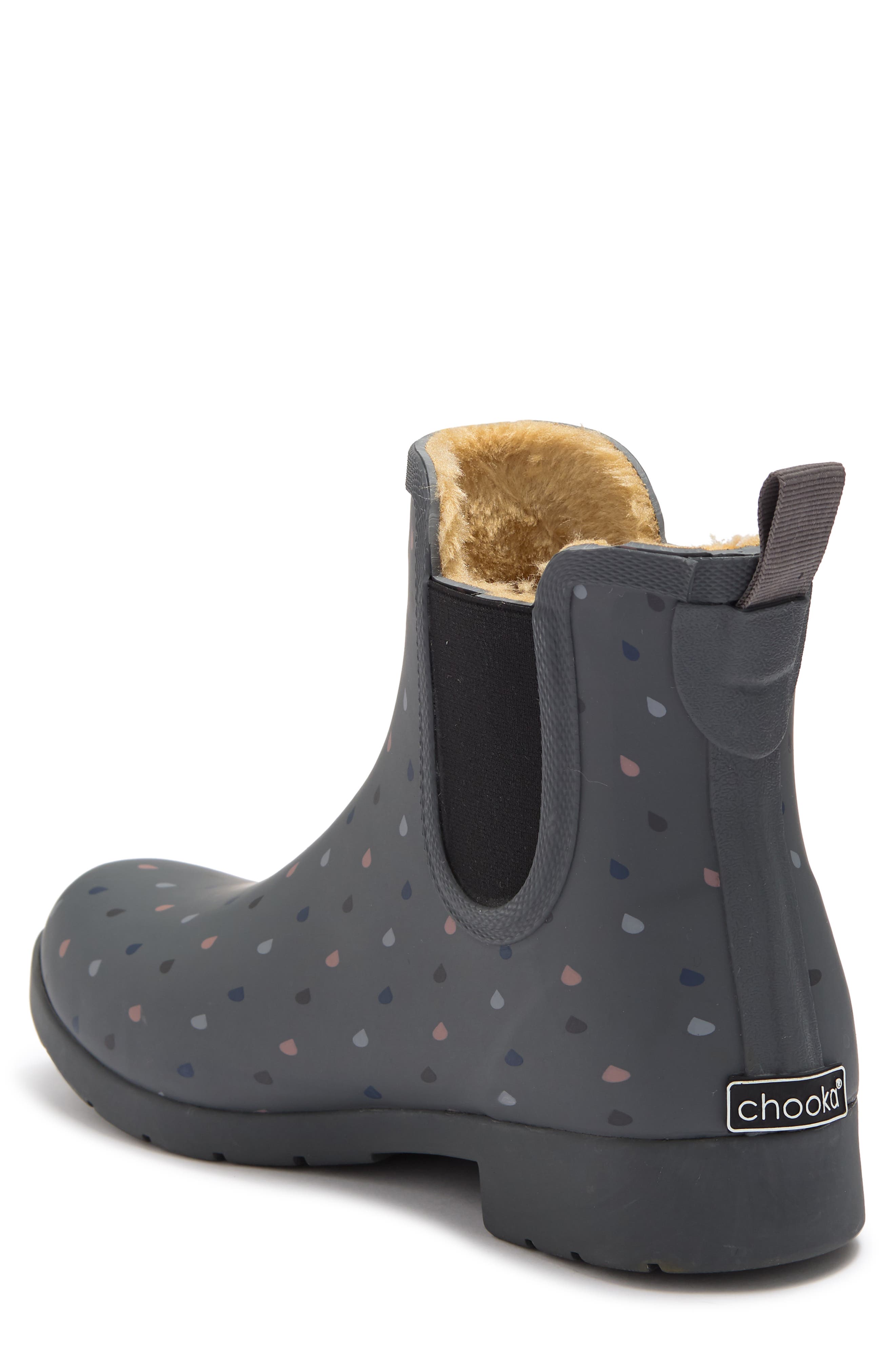 Chooka Rain Dot Eastlake Chelsea Faux Shearling Rain Boot, Alternate, color, 
