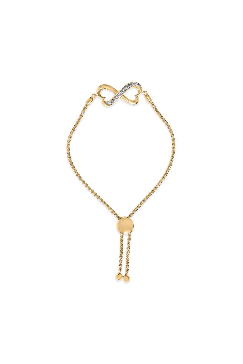 Gold Vermeil Diamond Accent Heart Infinity Bolo Bracelet, Main, color, Silver