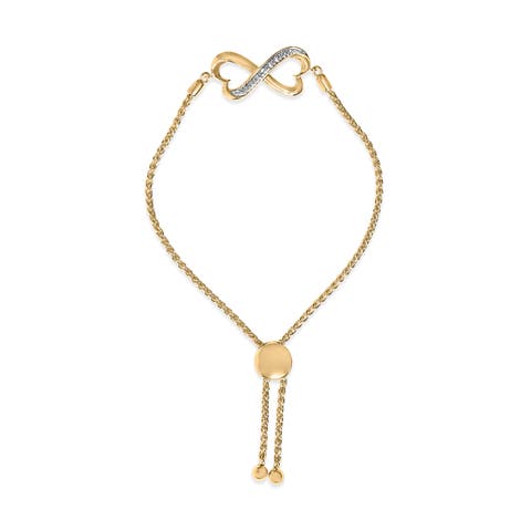 Gold Vermeil Diamond Accent Heart Infinity Bolo Bracelet