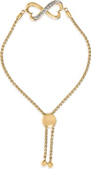 Haus of Brilliance Gold Vermeil Diamond Accent Heart Infinity Bolo Bracelet