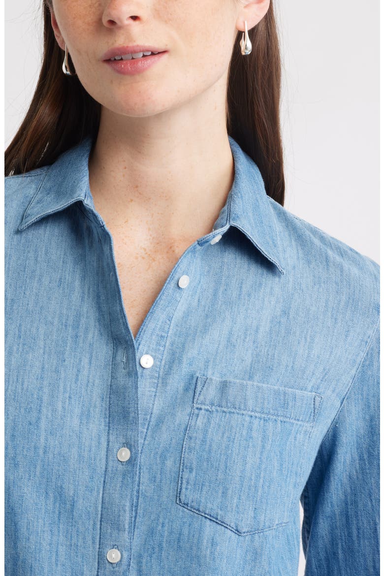 Chambray Button-Up Shirt, Alternate, color, MEDIUM WASH
