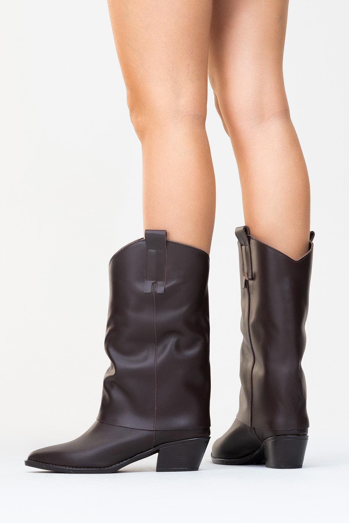 Teodora Leather Block Heel Boot, Alternate, color, Brown Leather