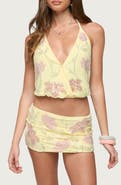 EDIKTED Mena Sequin Floral Halter Top