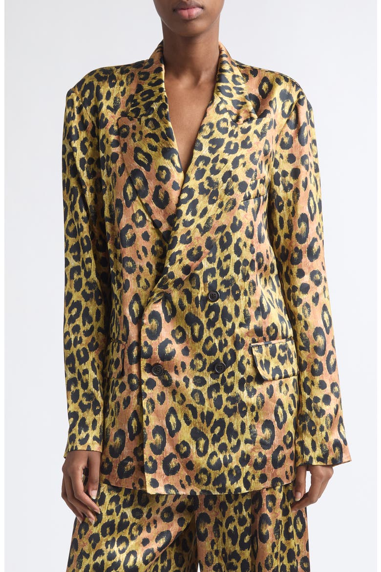 Ragged Oversize Leopard Print Jacket, Main, color, LIGHT BROWN PINK LEOPARD