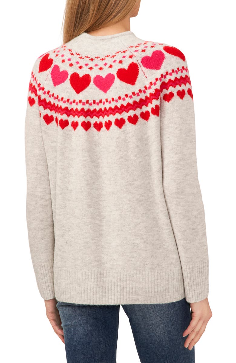 CeCe Fair Isle Heart Pattern Funnel Neck Sweater, Alternate, color,