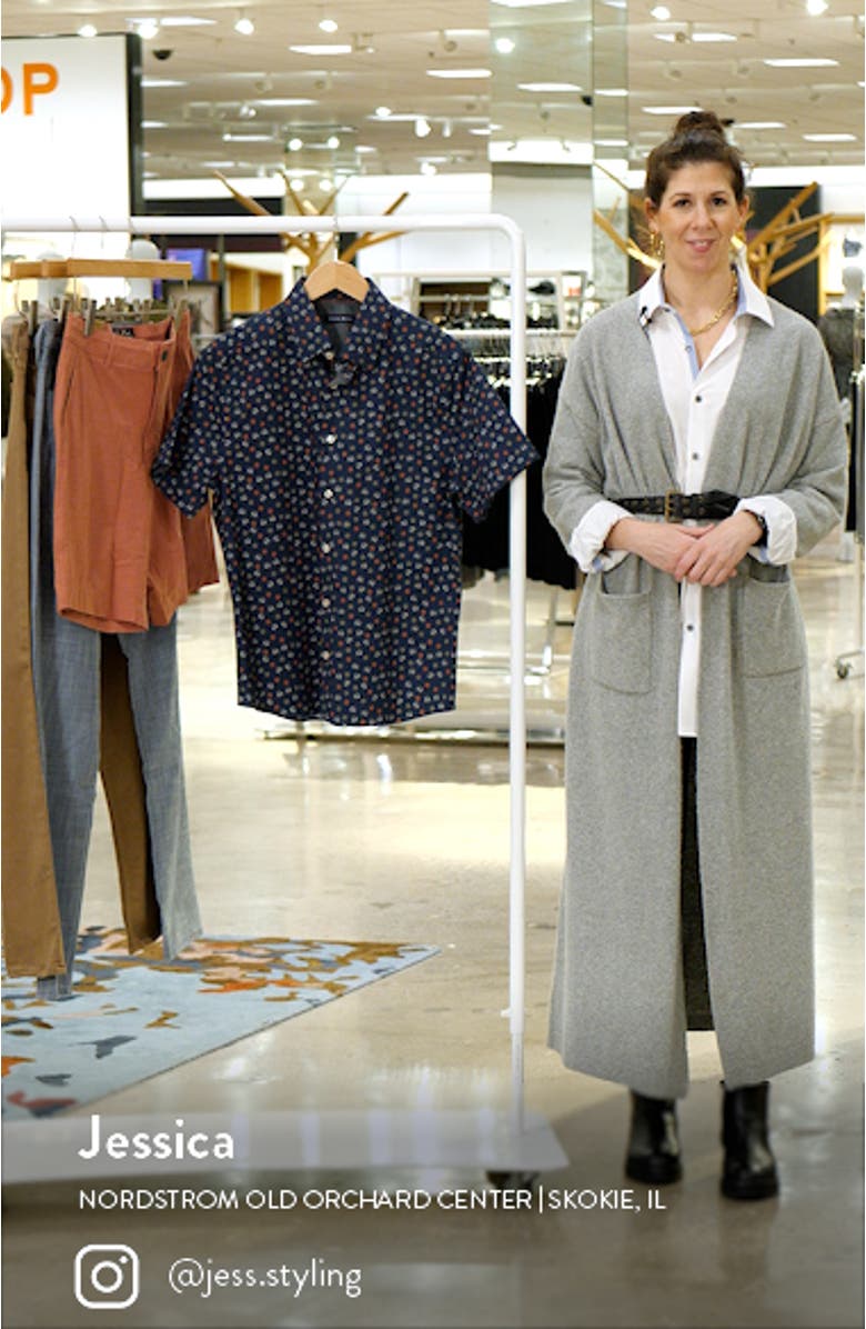 Floral & Skull Print Short Sleeve Stretch Cotton Button-Up Shirt, sales video thumbnail