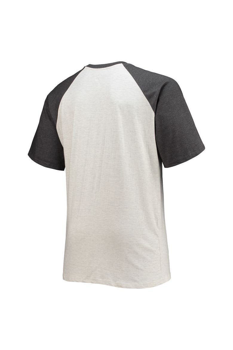Men's Fanatics Branded Oatmeal/Heathered Charcoal Washington Commanders Big & Tall Wordmark Raglan T-Shirt, Alternate, color, Oatmeal