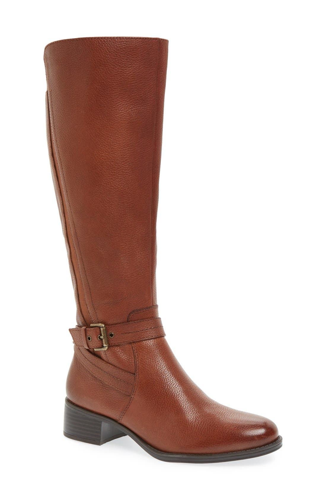 'Jelina' Riding Boot, Main, color, BROWN LEATHER