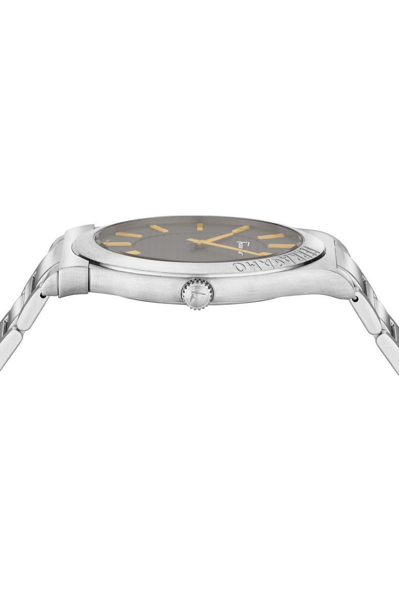 FERRAGAMO Gancini Swiss Quartz Bracelet Watch, 42mm, Alternate, color, Stainless Steel