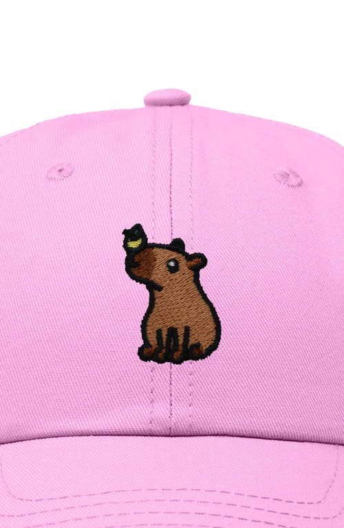 Dalix Capybara Embroidered Everyday Hat In Light Pink