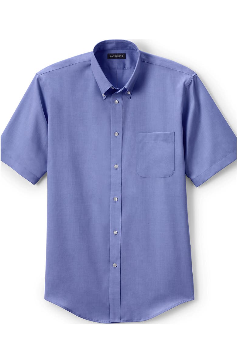 Lands' End School Uniform  Short Sleeve No Iron Pinpoint Dress Shirt, Alternate, color, French Blue
