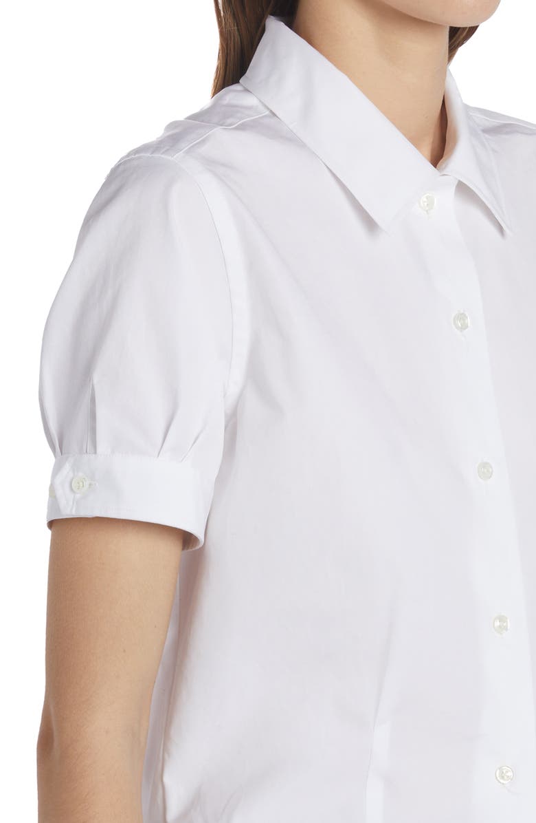 Thom Browne Pleated Cotton Poplin Button-Up Blouse, Alternate, color, White