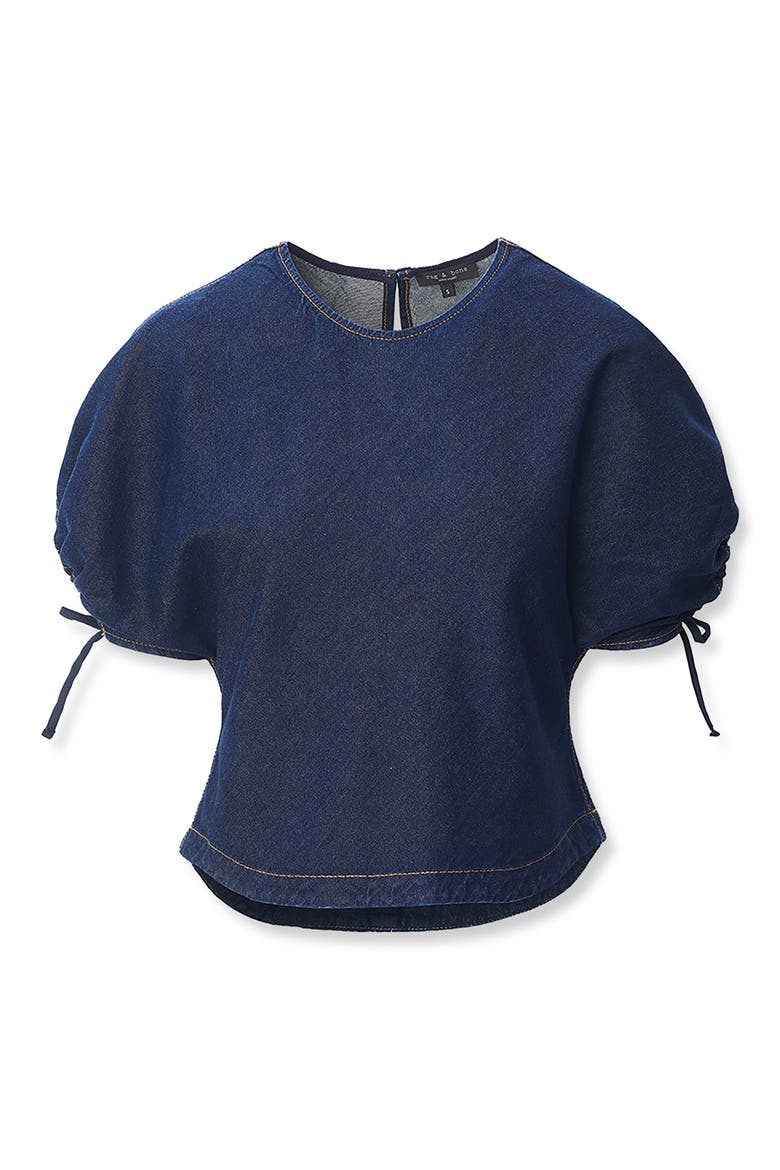 Laura Tie Cuff Denim Shirt, Alternate, color, OCEAN RINSE