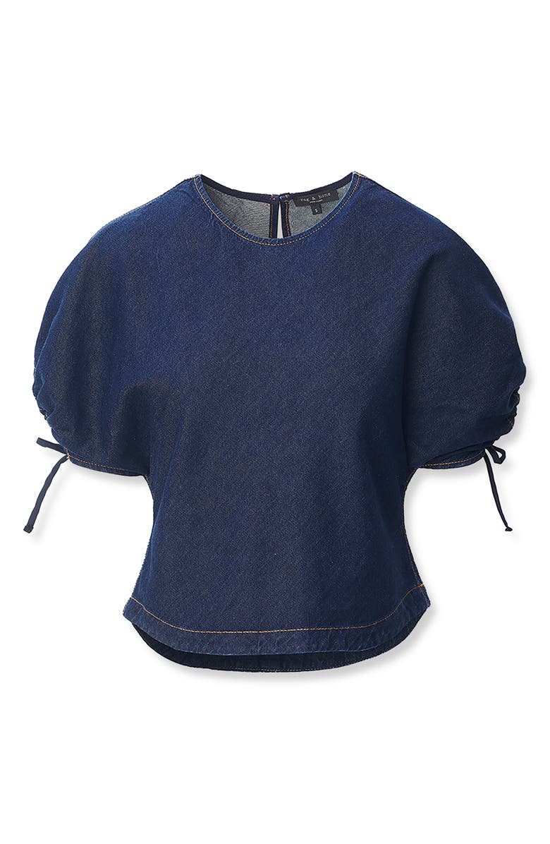 rag & bone Laura Tie Cuff Denim Shirt, Alternate, color, Ocean Rinse