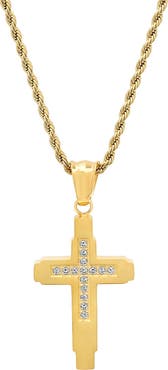 STEELTIME Men's Elongated Cross Pendant Necklace