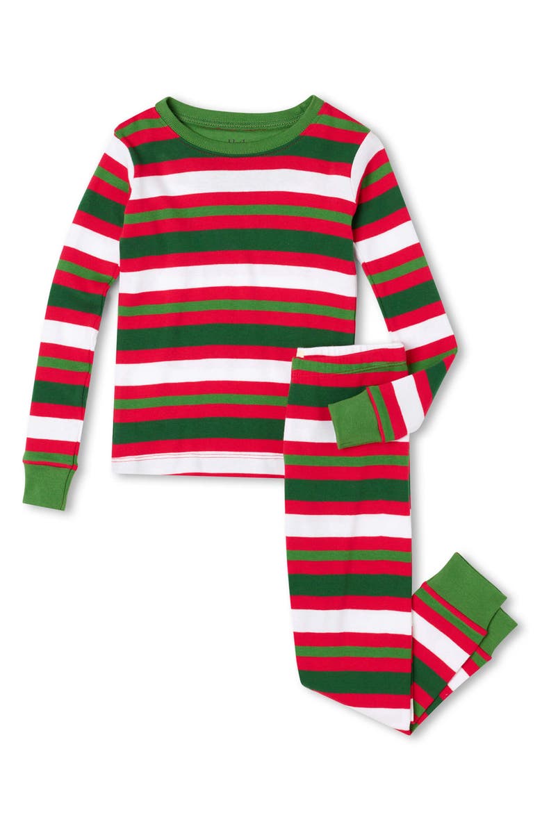 Hatley Holiday Candy Cane Stripe Fitted Two-Piece Organic Cotton Pajamas, Main, color, 
