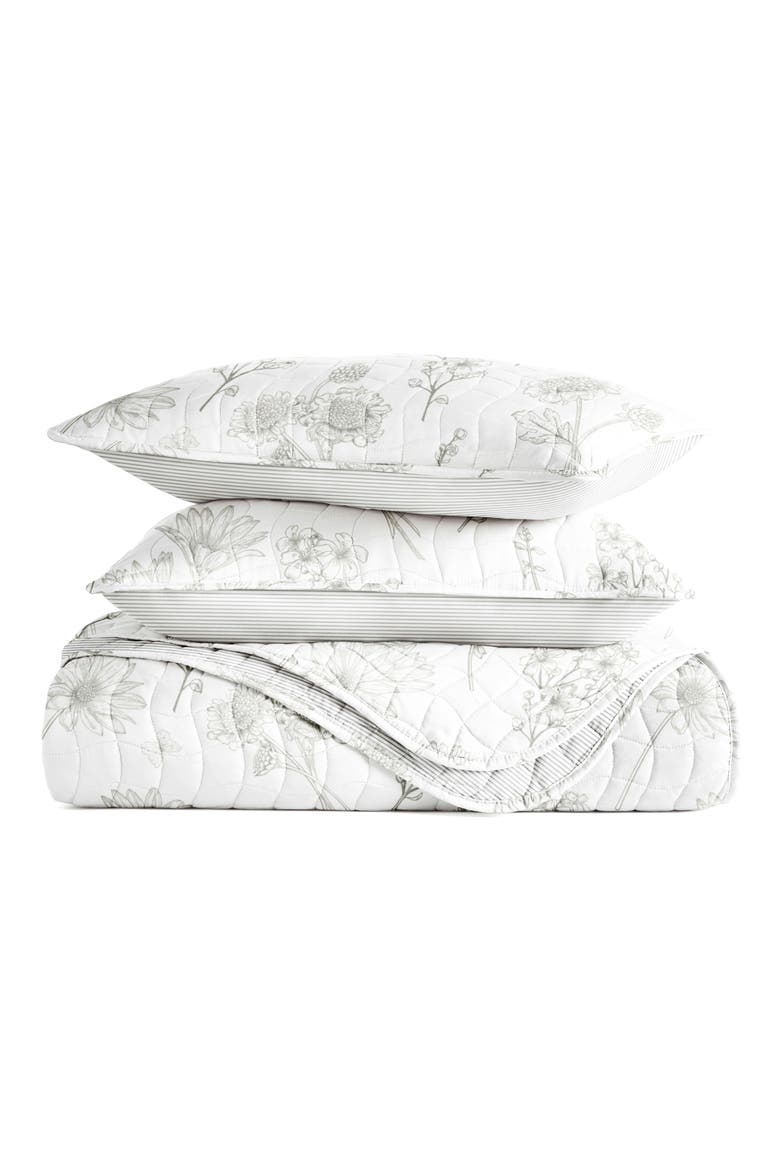 Pattern Reversible Quilt & Sham Set, Main, color, LIGHT GRAY