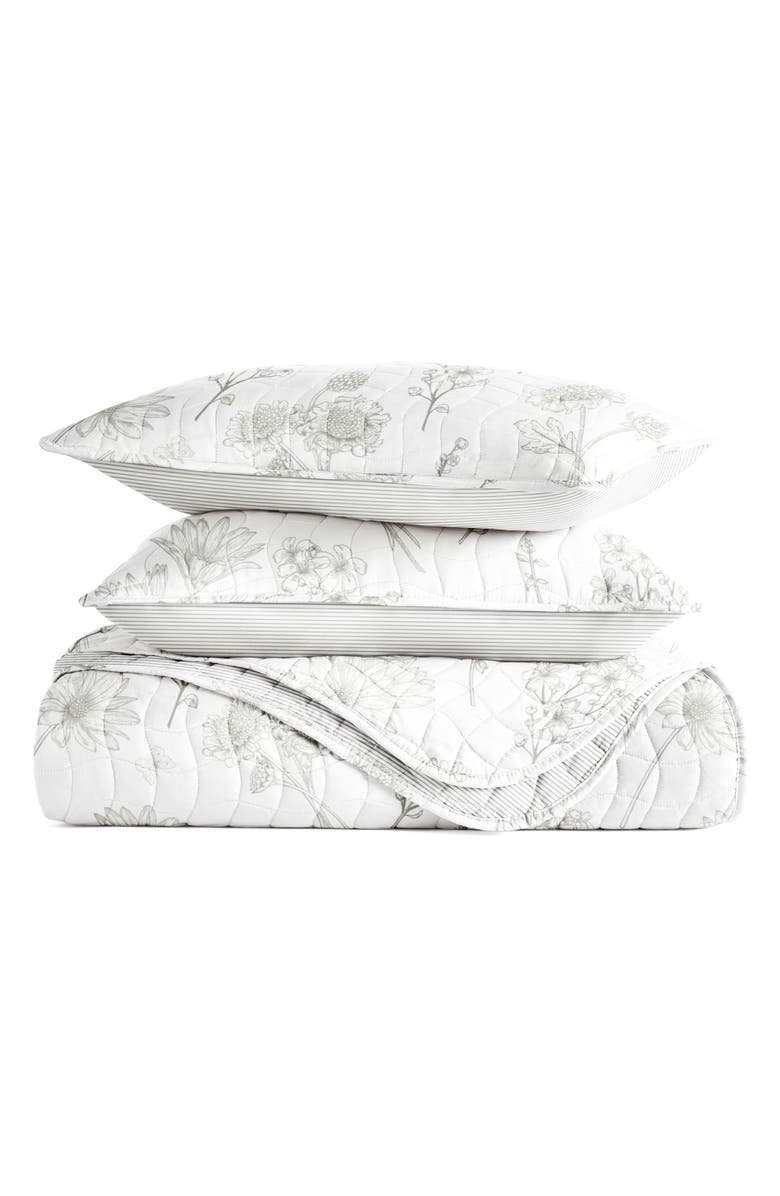 HOMESPUN Pattern Reversible Quilt & Sham Set, Main, color, Light Gray