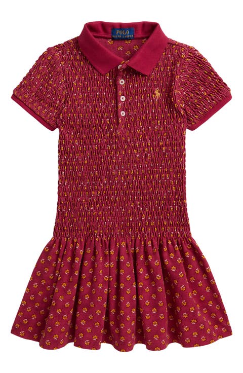 Kids' Smocked Piqué Polo Dress