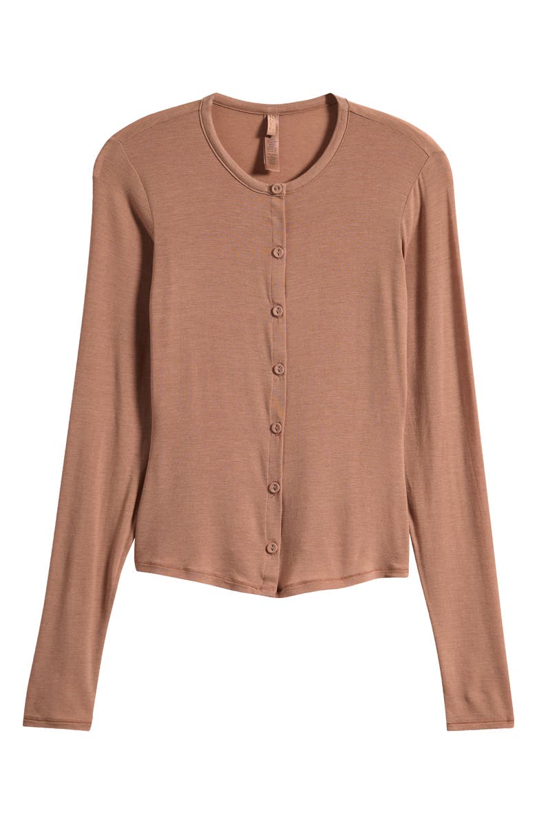 SKIMS Sheer Modal Blend Cardigan, Alternate, color, Sienna