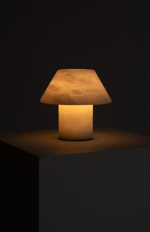 Brightech Alora 7" Led Alabaster White Natural Stone Desk Lamp In White