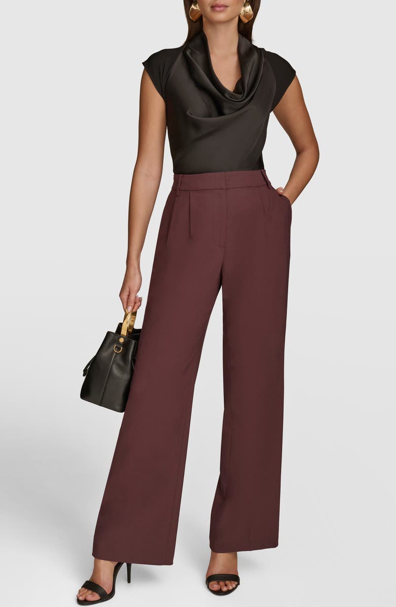 Donna Karan New York Pleated Wide Leg Pants, Alternate, color, Brandywine
