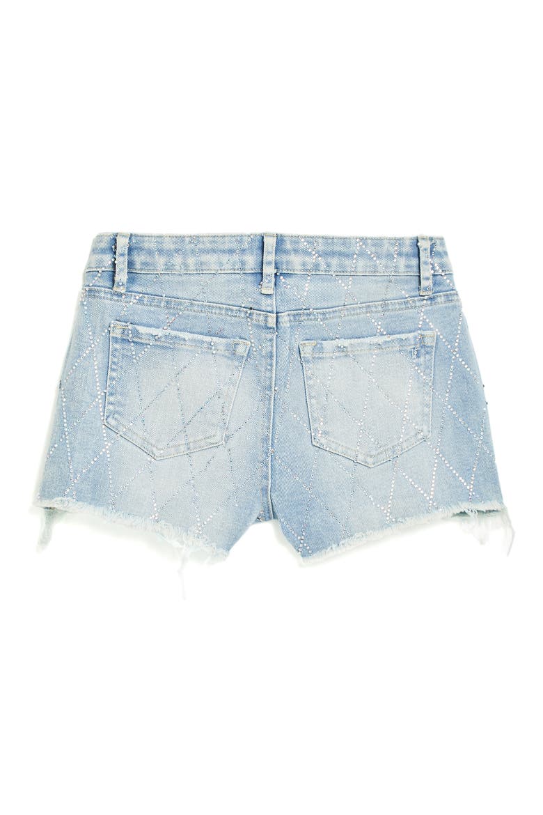 Kids' Bling Distressed Raw Hem Denim Shorts, Alternate, color, INDIGO
