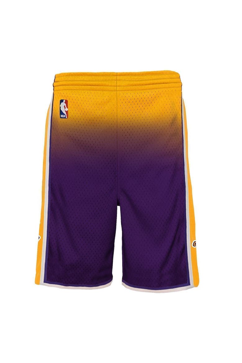 Youth Mitchell & Ness Gold/Purple Los Angeles Lakers 2009/10 Hardwood Classics Fadeaway Reload 3.0 Swingman Shorts, Alternate, color, Gold