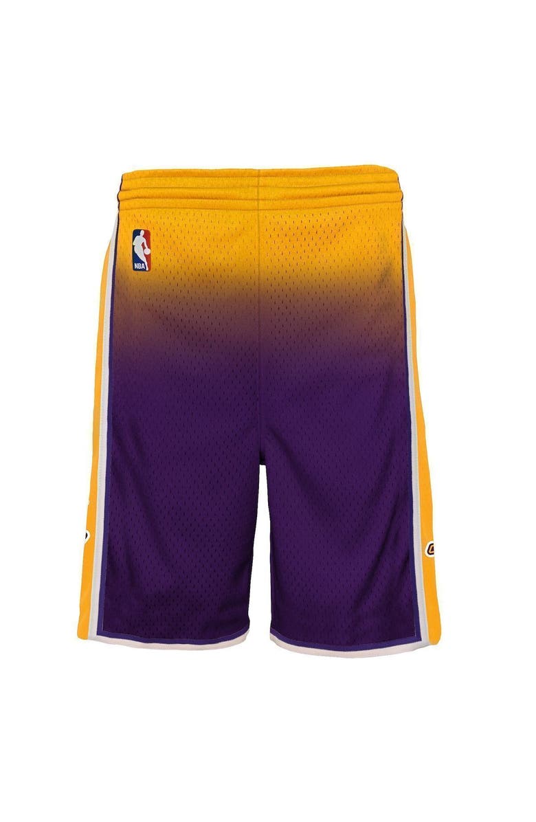 Mitchell & Ness Youth Mitchell & Ness Gold/Purple Los Angeles Lakers 2009/10 Hardwood Classics Fadeaway Reload 3.0 Swingman Shorts, Alternate, color,