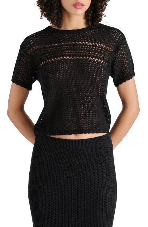 Open Stitch Short Sleeve Sweater