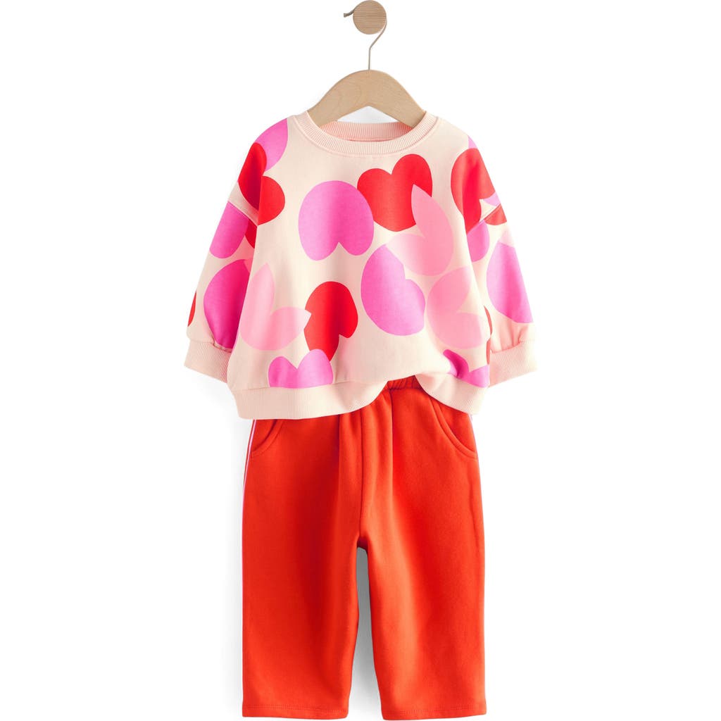 Next Kids' Heart Print Sweatshirt & Sweatpants Set In Multi