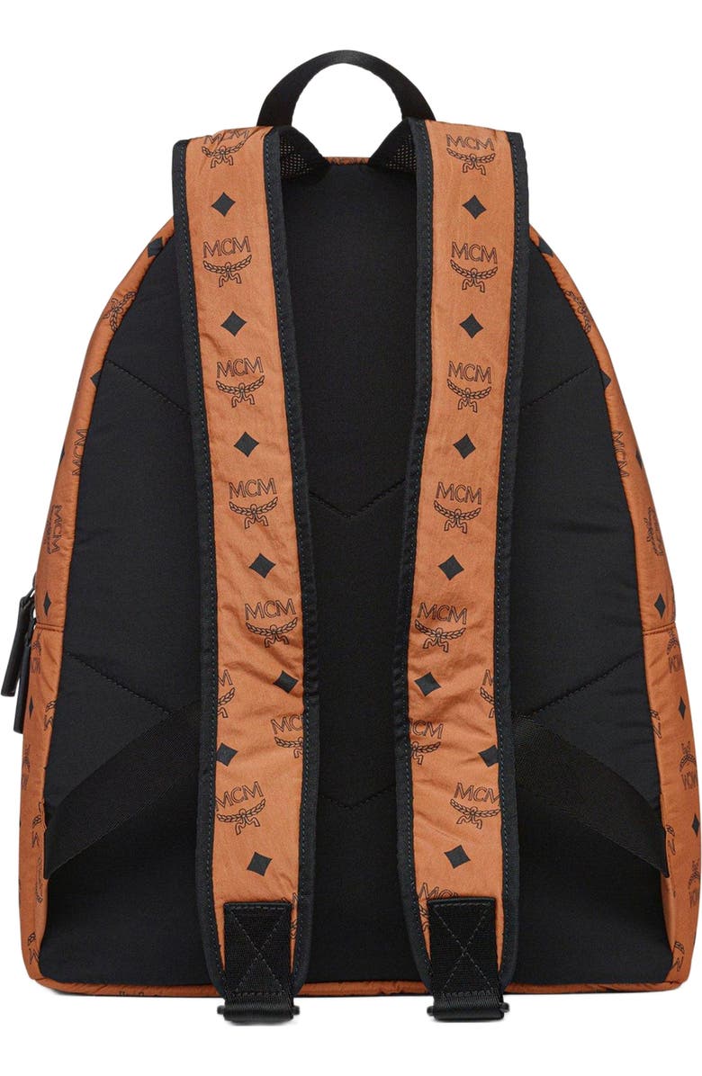 MCM Stark Packable Backpack in Monogram Nylon, Alternate, color, Cognac