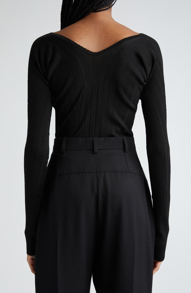 Jacquemus Le Haut Pralu Scallop Neck Rib Top, Alternate, color, 