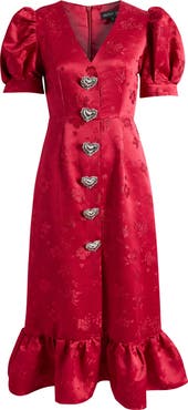 Sister Jane Carnival Hearts Puff Sleeve Midi Dress