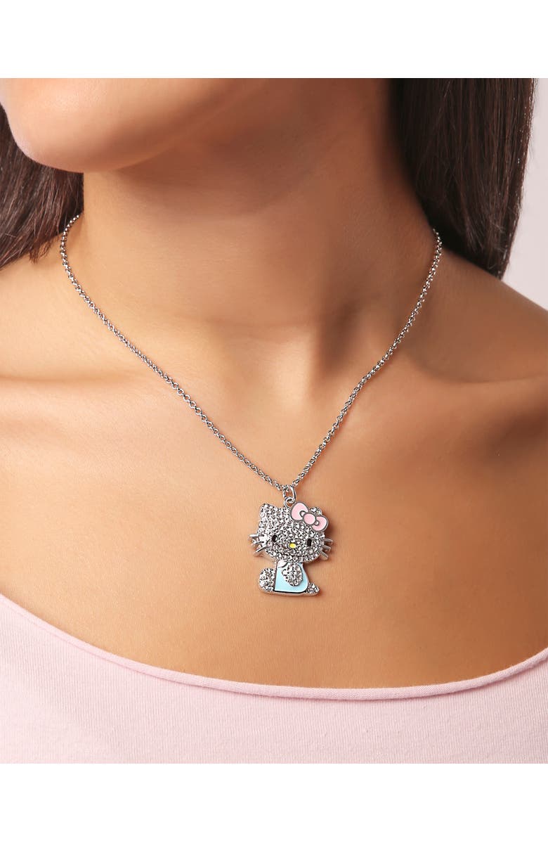 Hello Kitty Pave Crystal Pendant Necklace, 16"+3", Alternate, color, Crystal