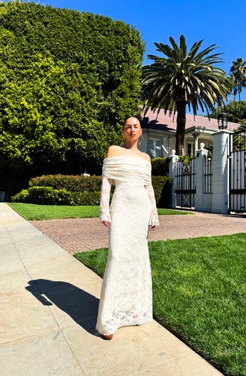 Thelma Off the Shoulder Long Sleeve Lace Maxi Dress