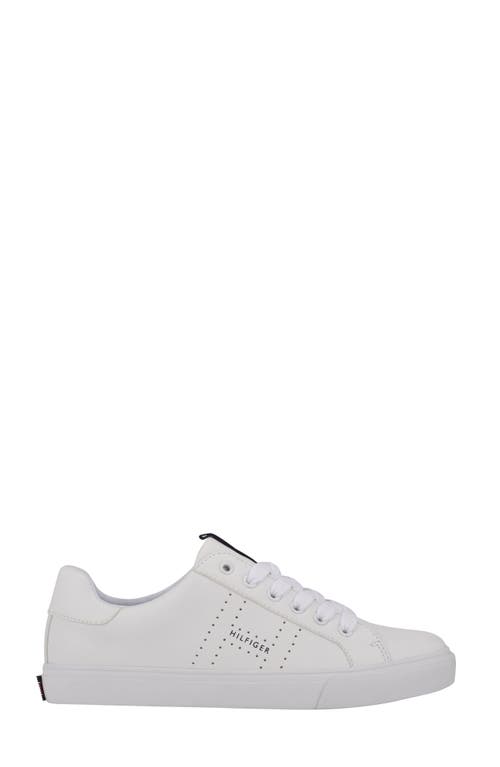 Tommy Hilfiger Lamiss Womens Faux Leather Lifestyle Casual And Fashion Sneakers In White