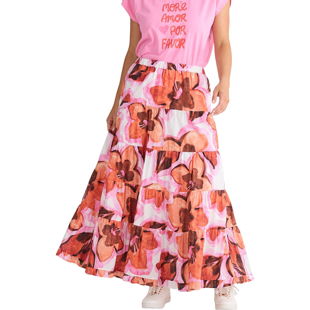 Brave + True Brave+true Wonderland Floral Maxi Skirt In Azalea