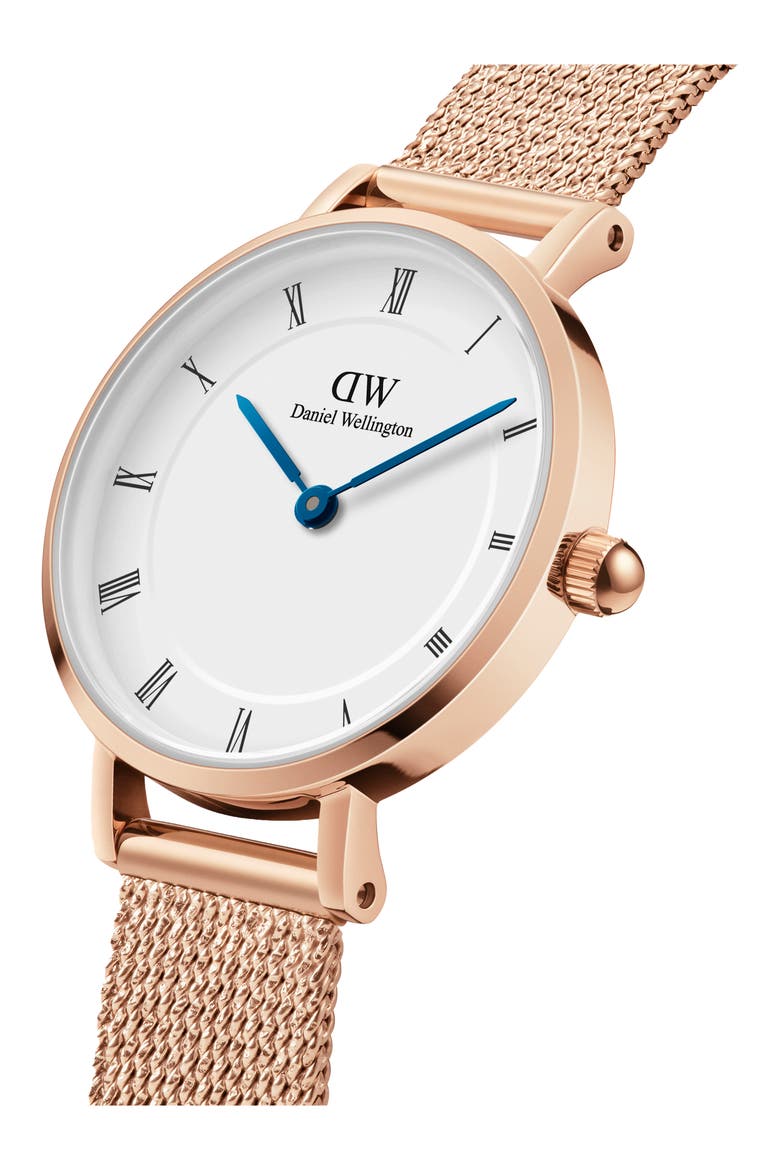 Petite Mesh Strap Watch, 28mm, Alternate, color, ROSE GOLD