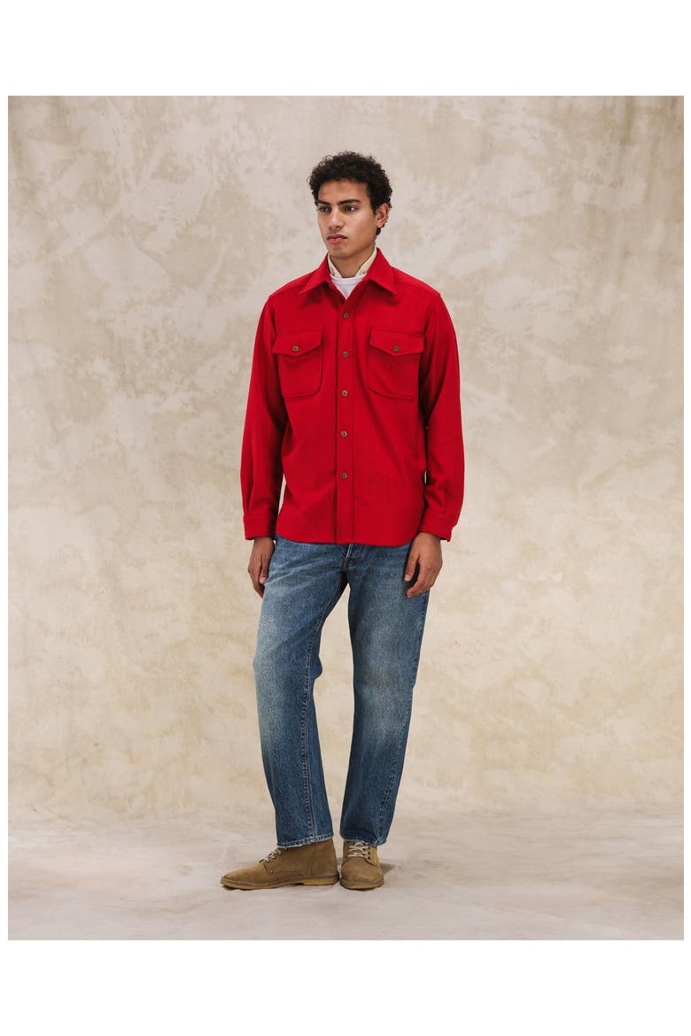 CPO Flannel Wool Overshirt, Alternate, color, RED