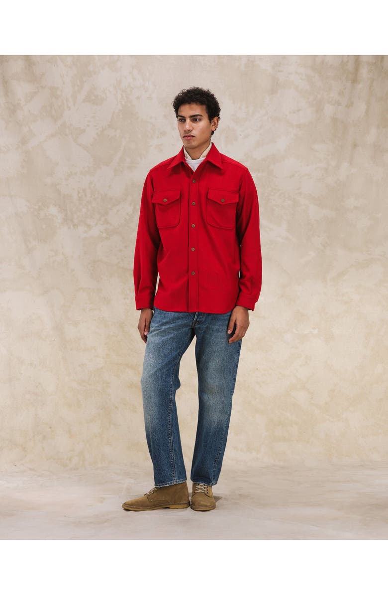 Fortela CPO Flannel Wool Overshirt, Alternate, color, Red