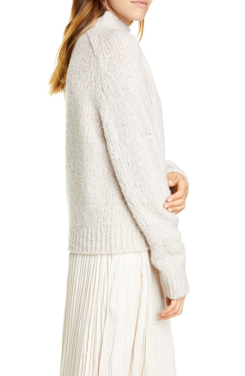 Vince Textured Sleeve Wool, Silk & Cashmere Turtleneck Sweater, Alternate, color, 