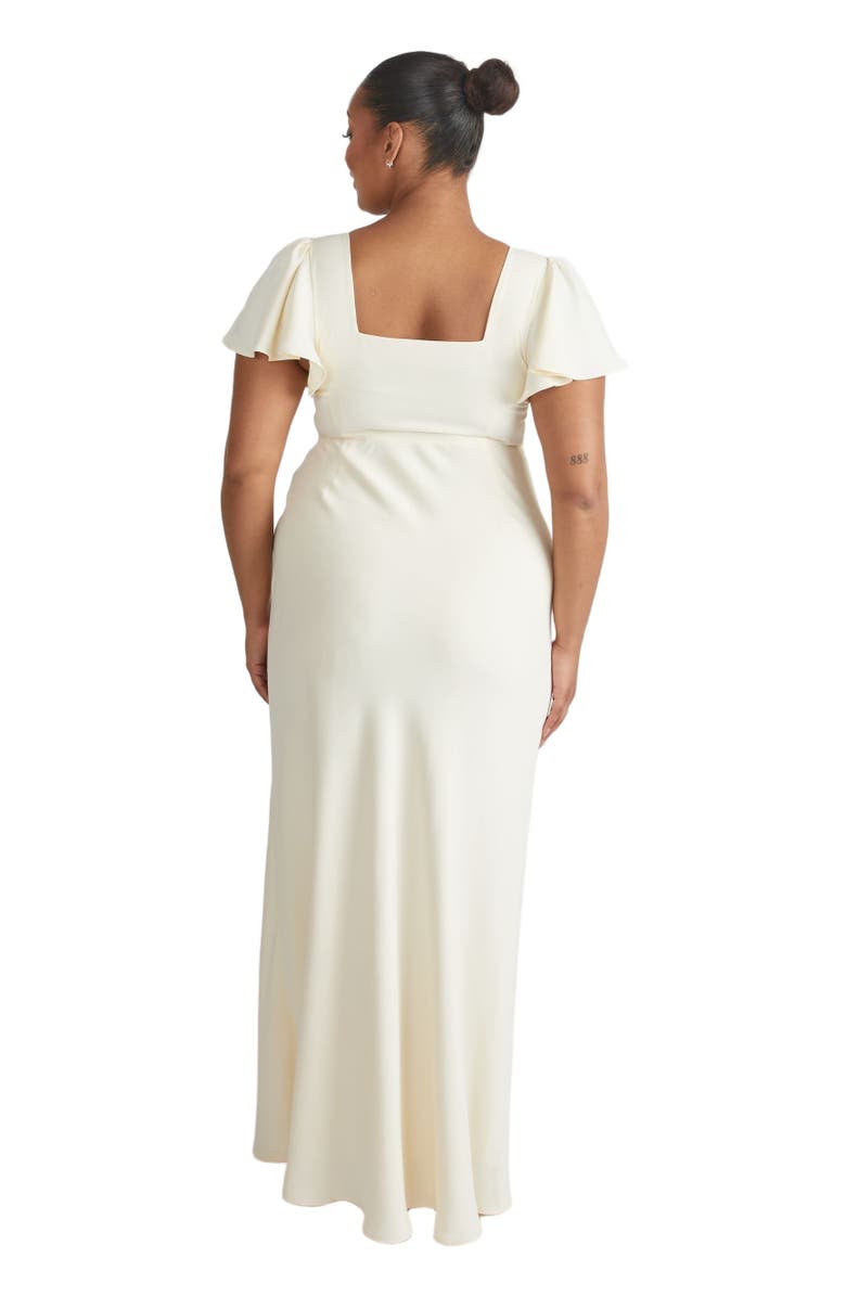 Six Stories Square Neck Crepe Bridesmaid Dress, Alternate, color, Almond