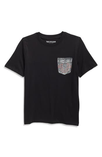 True Religion Kids' Horseshoe Embroidered Photo Real Cotton Graphic T-shirt In Black